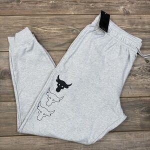 Under Armour Project Rock Rival Fleece Joggers Mens Size 2XL 1386876 Gray NEW